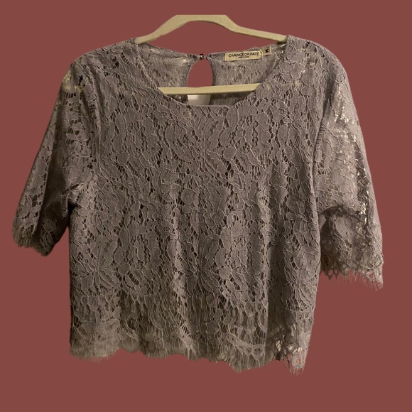 Chance or Fate Tops - NWT Womens Gray Lace Top